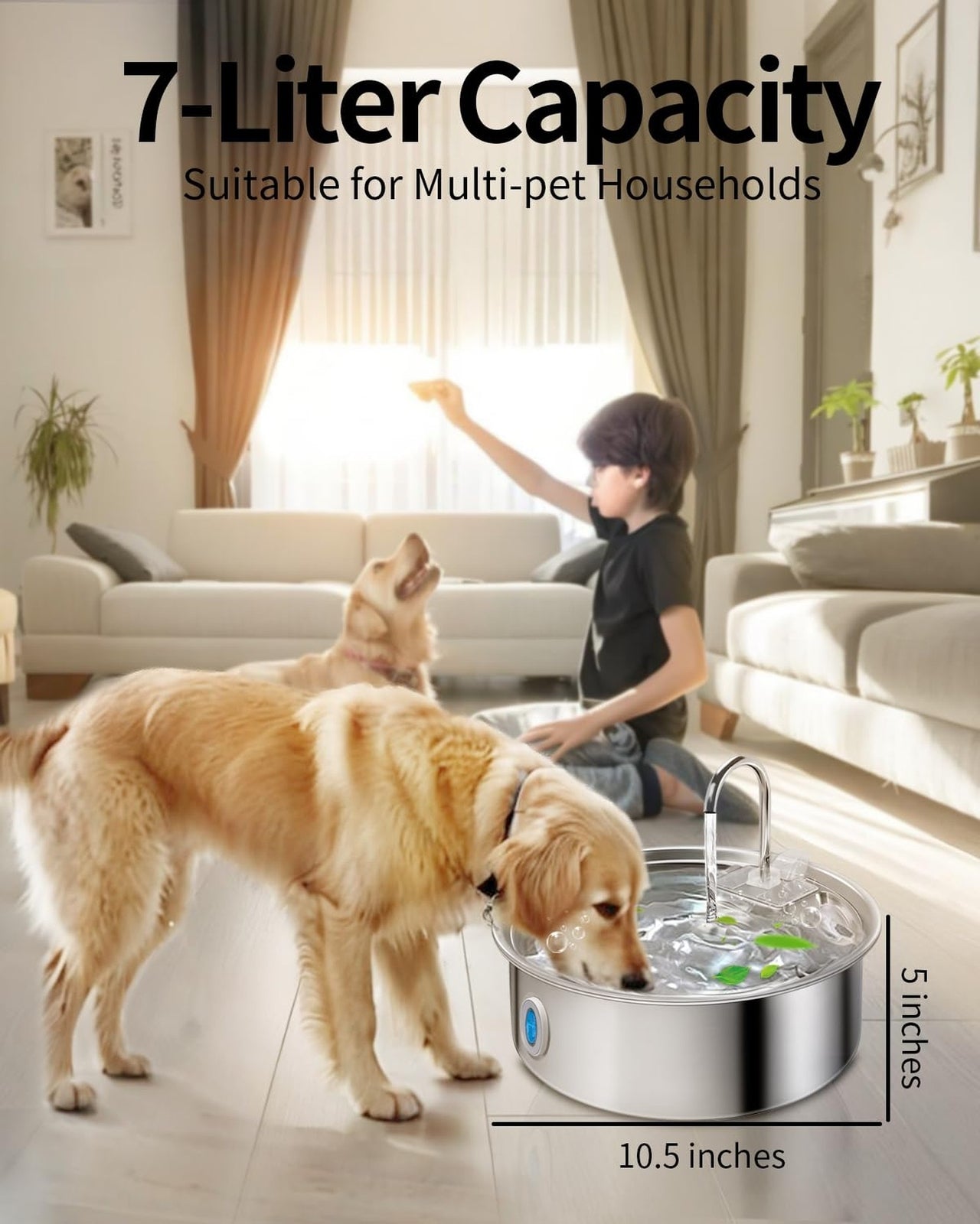 Dog Water Fountain for Large Dogs,7L/236Oz/